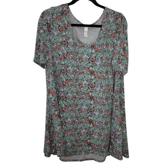 LuLaRoe Womens Perfect T Swing Tunic XL Floral Print Super Soft Short Sleeve - Picture 8 of 9